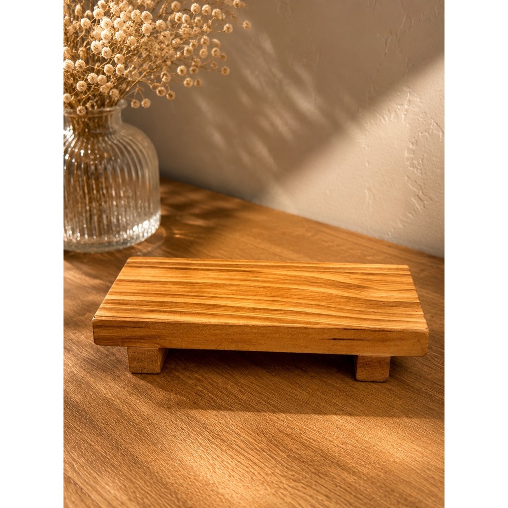 Handmade Rustic Wooden Pedestal Riser Natural Wood Display Stand Home Decor